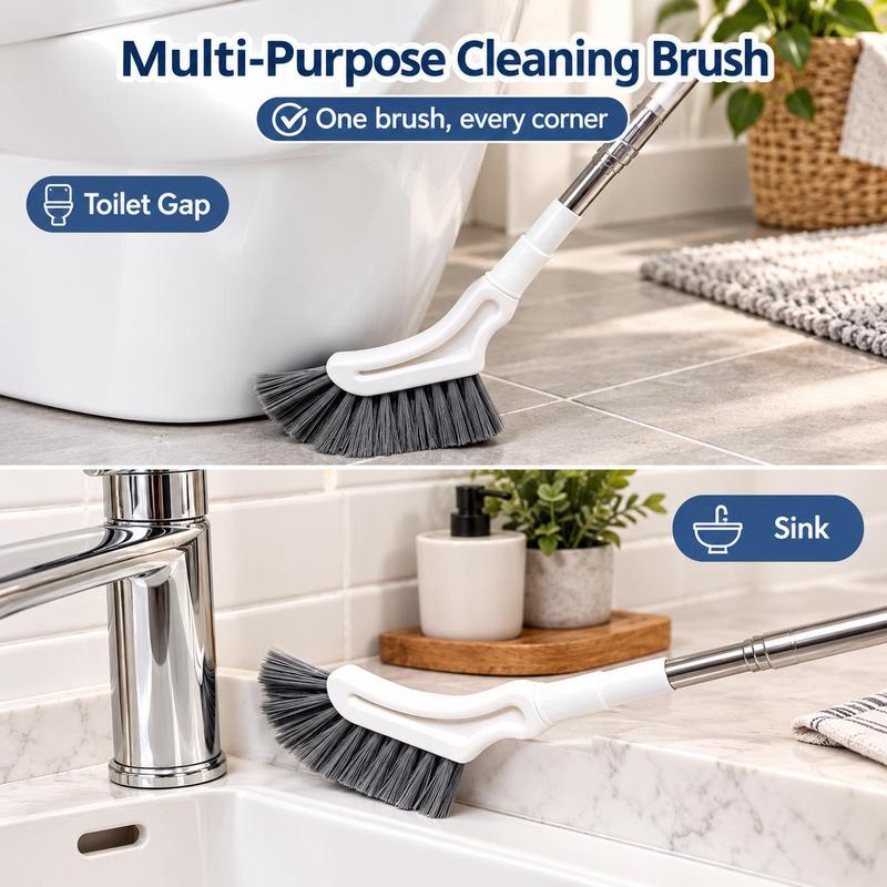 Telescopic Crevice Cleaning Brush Long-Handle Deep Cleaner for Tight Gaps, Corners & Bathroom Edges