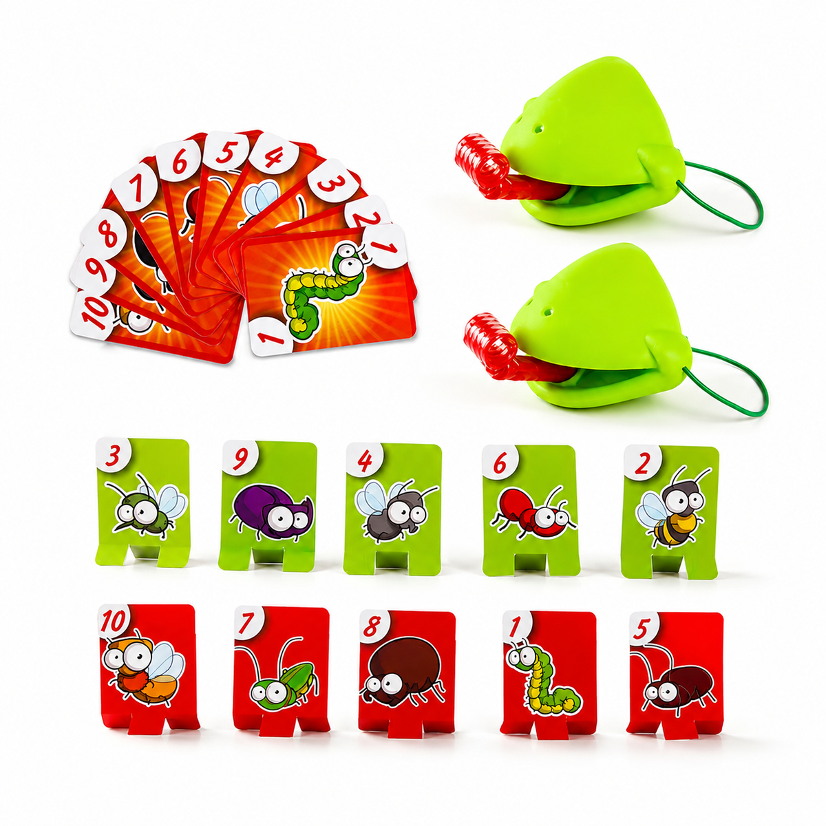 2-Player Tongue Catching Game with Frog Masks & Target Cards