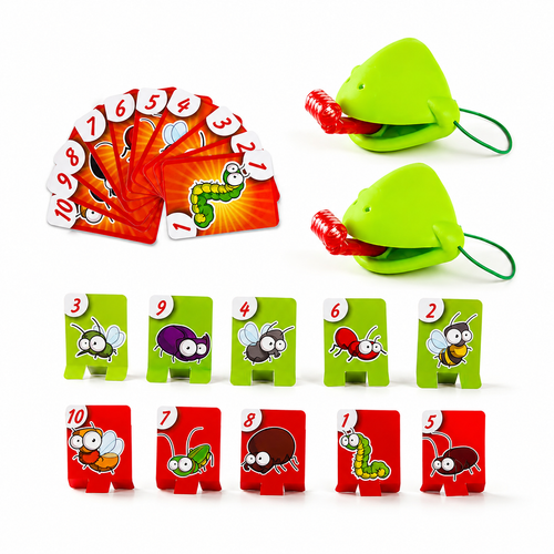 2-Player Tongue Catching Game with Frog Masks & Target Cards