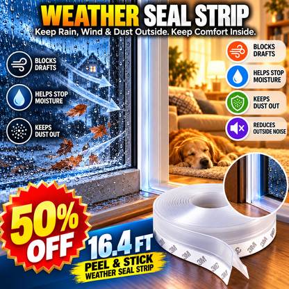 16.4Ft Door Weather Stripping | Adhesive Draft Stopper Seal Strip for Doors, Windows & Shower Doors