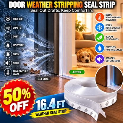 16.4Ft Door Weather Stripping | Adhesive Draft Stopper Seal Strip for Doors, Windows & Shower Doors