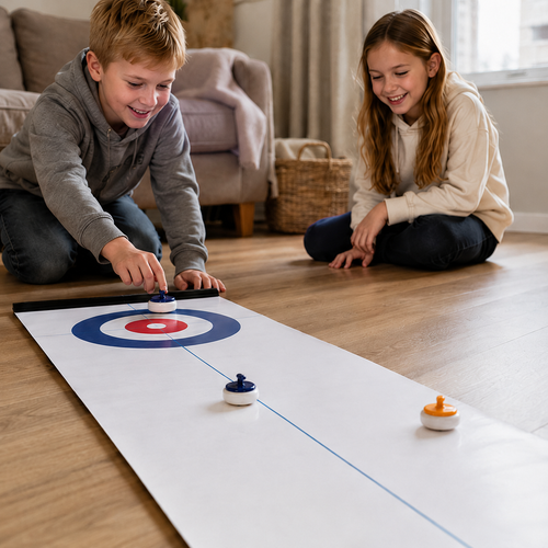 Roll-Up Tabletop Curling Game – 8-Stone Set