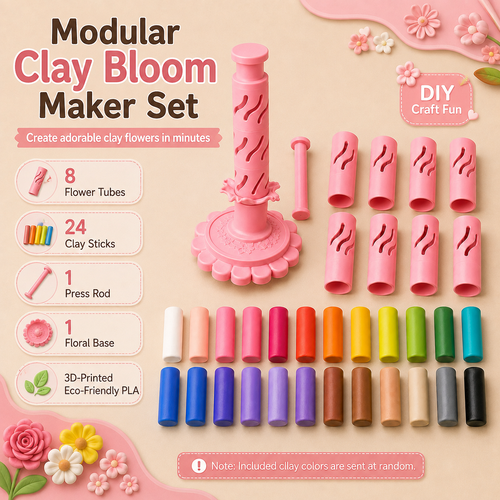 24-Color Modular Clay Bloom Maker Kit – Tool & Clay Included