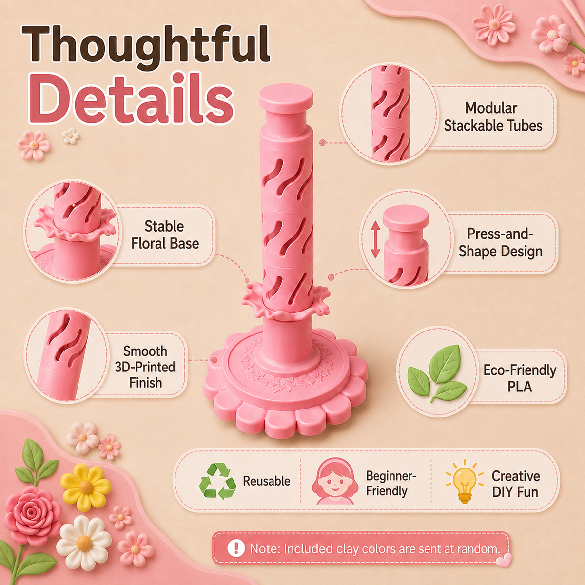 24-Color Modular Clay Bloom Maker Kit – Tool & Clay Included