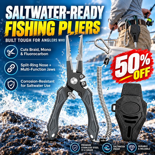 7.5" High‑Strength Rust‑Resistant Fishing Pliers  – 100% Saltwater Rustproof