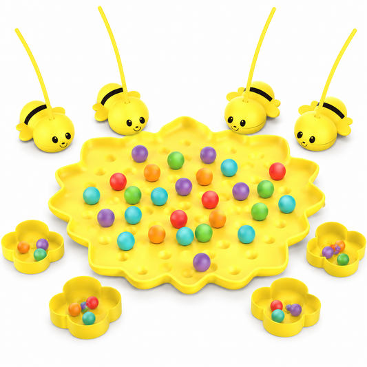 4-Player Magnetic Bee Bead Collecting Game with 60 Colorful Beads