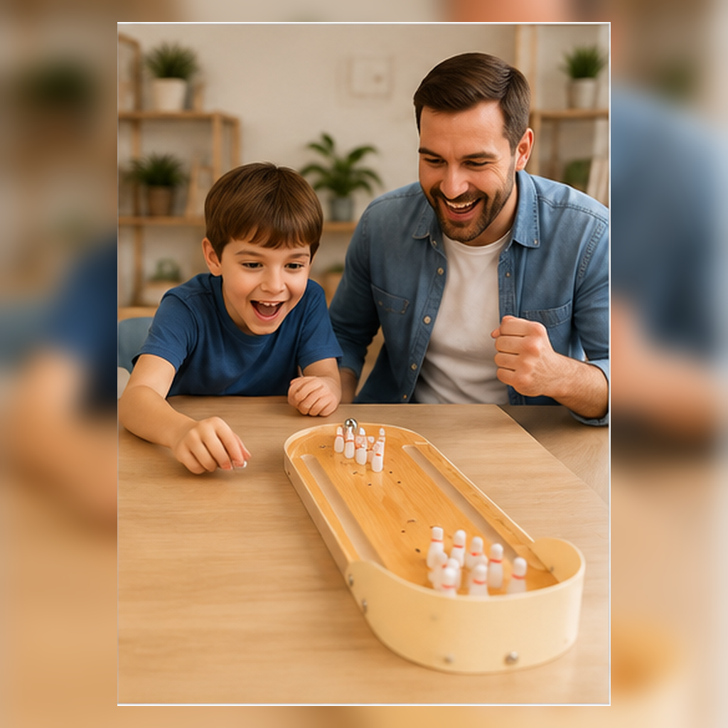 Mini Wooden Tabletop Bowling Game
