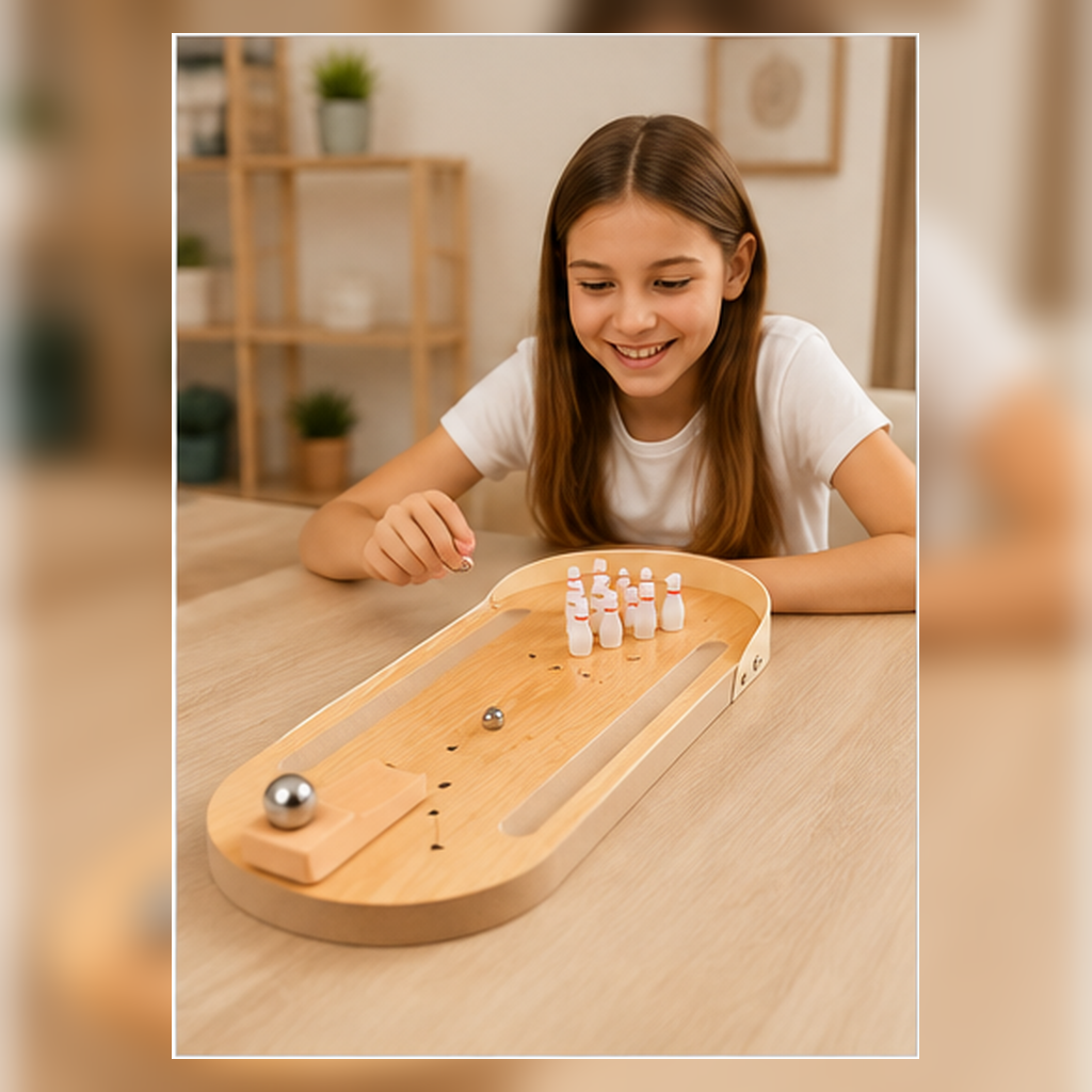 Mini Wooden Tabletop Bowling Game